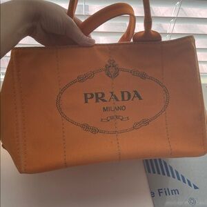Prada Vibrant Orange Tote Bag